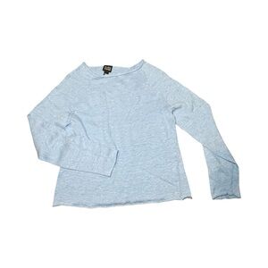 Eileen Fisher Light Blue Sz S 100% Linen Pullover Sweater Cropped Fishermancore